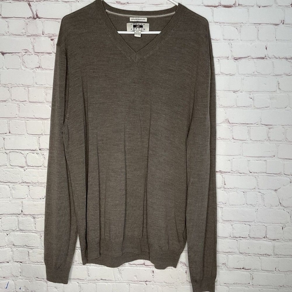 NWOT Joseph Abboud Taupe Long Sleeve V-Neck Sweater Men XXL China 100% Wool